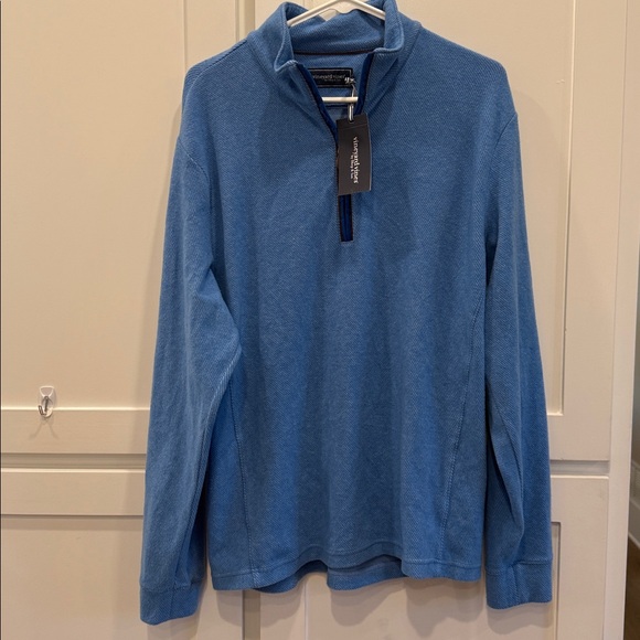 NWT vineyard vines men’s size medium Hull blue calm water quarter zip. - Picture 1 of 6